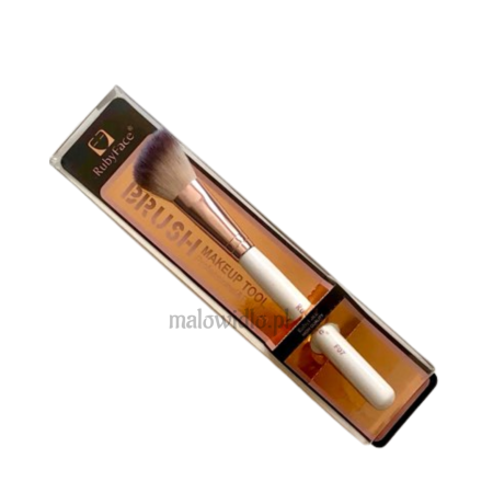 SKOŚNY PĘDZEL DO RÓŻU BRONZERA  ROZŚWIETLACZA 100 % Naturalnego Włosia - RUBY FACE